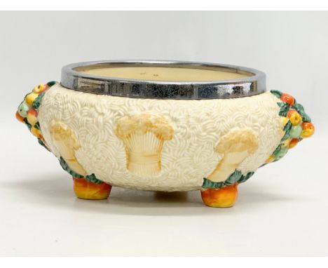 A Clarice Cliff “Celtic Harvest” 3 footed bowl. Designed by Clarice Cliff for Newport Pottery. 27x22x11cm