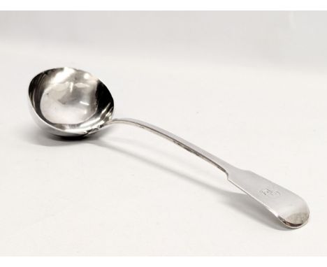 A large 19th Century, Early Victorian, silver ladle by  Samuel Hayne &amp; Dudley Cater. London, 1839. 273g. 32cm