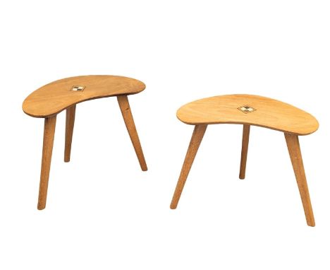 A pair of 1960s Mid Century boomerang side tables / lamp tables. 54x43.5cm. 2