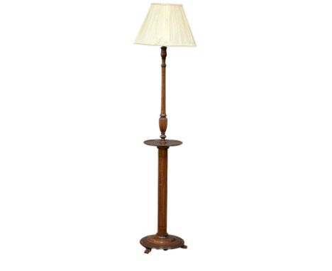 A large Mid 20th Century mahogany shelf standard lamp. 186cm