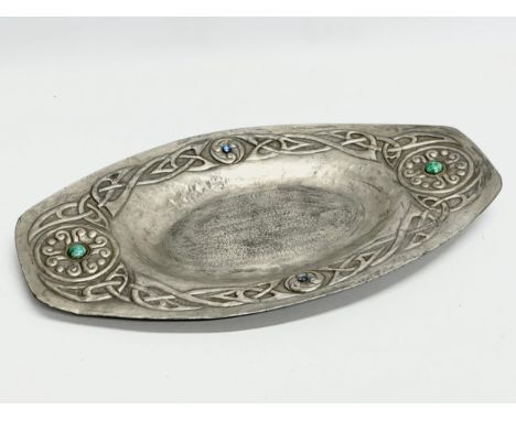 An Early 20th Century Arts &amp; Crafts Celtic style tray. In the manner of Margaret Gilmour. 39.5x23cm