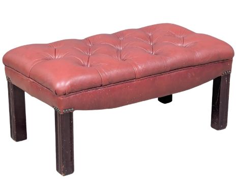 A Georgian style deep button ox-blood leather footstool. 72x39x34cm. 5