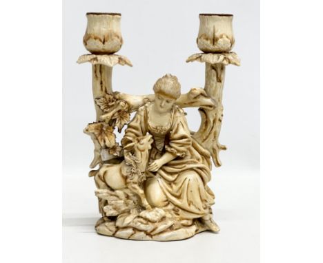 Richard Eckert &amp; Co. A Late 19th Century porcelain figural candelabra. 13x19cm