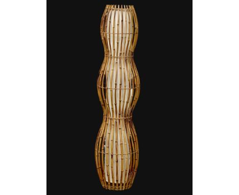 A large Mid Century bamboo floor lamp. 151cm