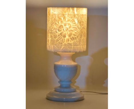 A Mid 20th Century alabaster table lamp, with alabaster shade. 34cm