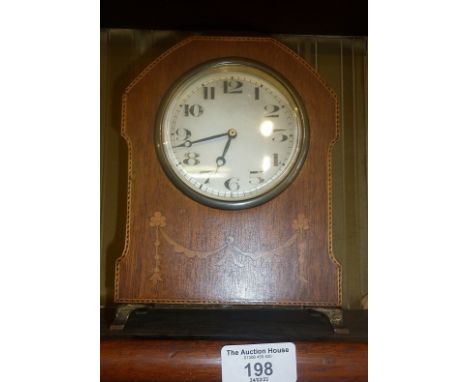 Art Nouveau inlaid mahogany mantle clock, Swiss movement