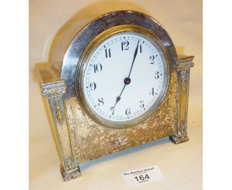 Buren silver plated mantle clock, approx. 15cm high