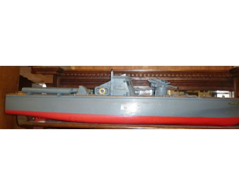 Scale model of a WW2 US Navy motor torpedo boat, numbered PT238, 42" long with electric motor