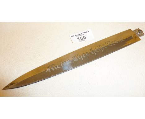 Paper knife in the form of an SS dagger blade, etched with the SS motto "Meine Ehre heist Treue", good condition (Please note