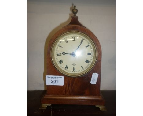 Edwardian arch-topped mantle clock in mahogany case, movement by Elliot