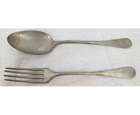 German 3rd Reich Fork and Spoon form a R.A.D factory canteen