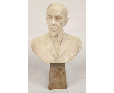 A vintage bust of someone possibly famous? Perhaps a relative? Comes on a marble base. 42cm high 