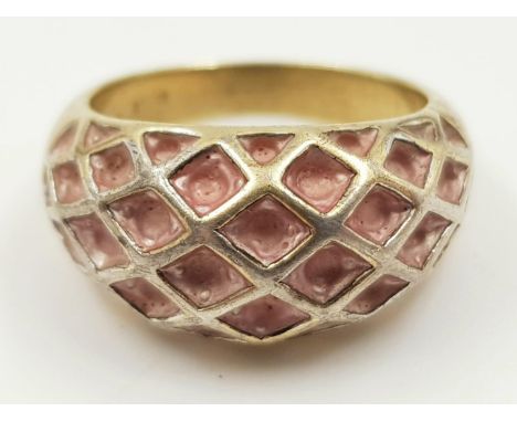 A Silver, enamel decorated ladies ring. Size K. 5.3g 