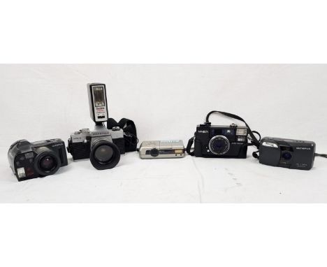 A Mixed Lot of Vintage and Digital Cameras. Including the Praktica MTL 3 and the Olympus AZ-300 Super Zoom. As Found. 