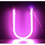 Two Neon Letters LED H&U Wall Hanging or Free Standing