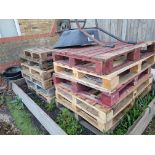 Approximately 10 Mainly Commercial Pallets Made of Very Hard Wood.