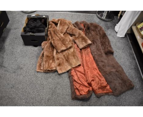 Three vintage women's fur coats including rabbit skin