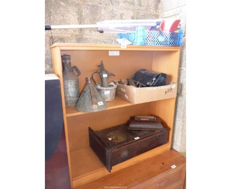 A wooden shelf unit.