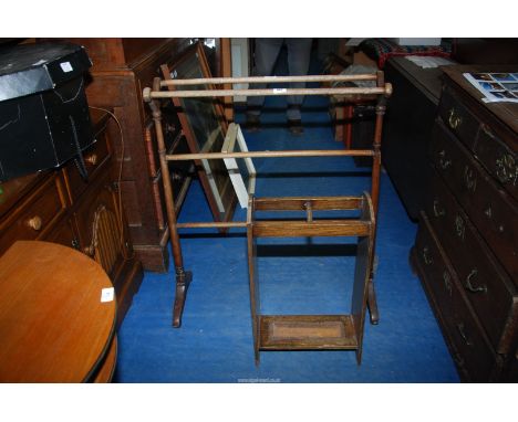 A towel rail and a stick stand.