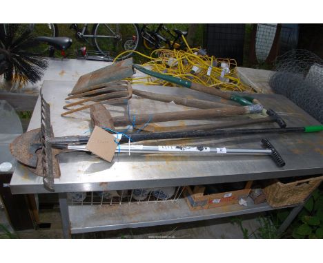 Miscellaneous tools, sledge hammer, lawn edger,