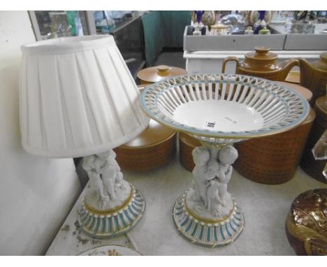 CHERUB LAMP AND A MATCHING CAKE STAND