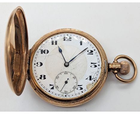 A late 19th century 9ct gold pocket watch, subsidiary dial, marked to interior of case, case diameter 5cm, total item weight 