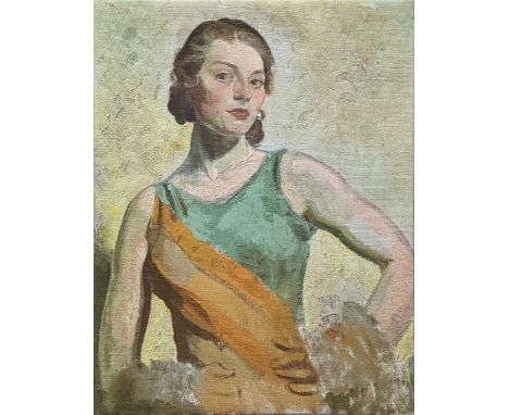Veronica Burleigh (1909-1999), Portrait of a Lady, oil on canvas, signed to verso, H.45cm W.35cm (ARR)