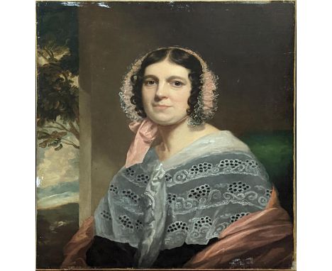 19th century Continental School, portrait of a lady, oil on canvas, H.76.5cm W.63cm
