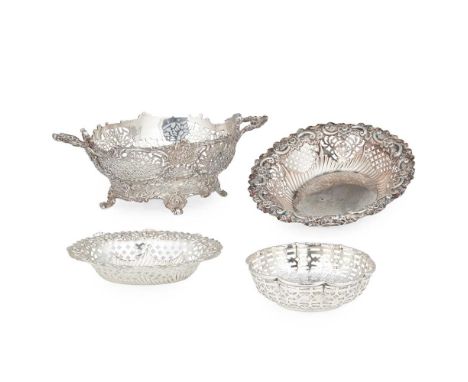 A George V twin-handled sweetmeat basket Garrard &amp; Co Ltd, London 1911, of oval outline, pierced sides with cast shell an