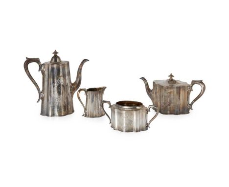 Y An early Victorian four-piece tea service  James Dixon & Sons Ltd, Sheffield 1843, comprising a waterpot, teapot, twin-hand