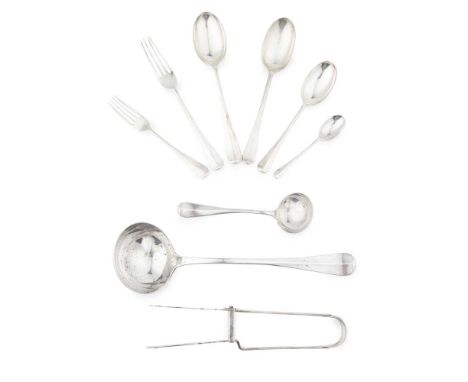 A matched suite of early 20th-century Hanoverian flatware mainly Joseph Angell, London 1911, to include, a soup ladle, sauce 