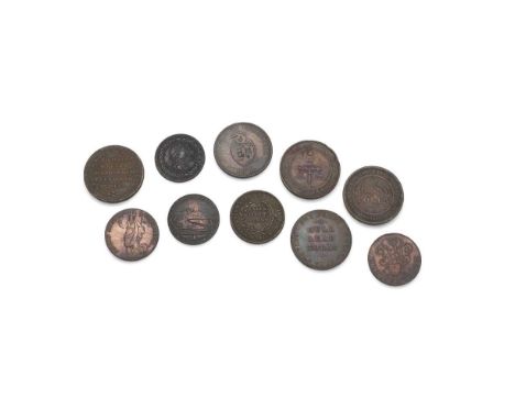A collection of trade tokens and other coins 1794, Franklin Press; 1794 Dublin halfpenny; 1811, Dudley and Birmingham token £