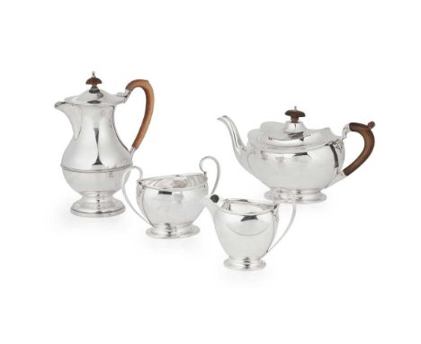 A 1920s three-piece tea service Adie Bros., Birmingham 1922, comprising teapot, twin-handled sugar basin and milk jug, all of