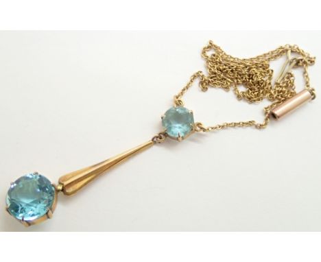 9ct gold tourmaline set pendant on a 9ct gold fine chain 3.4g  CONDITION REPORT: Item is stamped 9ct it also has no damage an