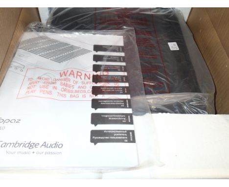 Boxed Cambridge audio topaz AM10 integrated amplifier  CONDITION REPORT: All electrical items in this lot have been PAT teste
