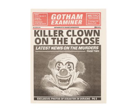 JOKER (2019) - "Killer Clown on the Loose" Gotham Examiner Newspaper CoverA Gotham Examiner newspaper cover from Todd Phillip