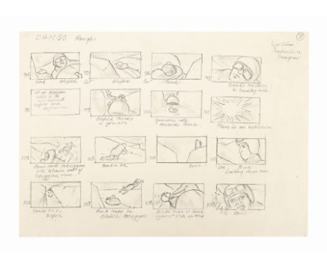 JAMES BOND: ON HER MAJESTY'S SECRET SERVICE (1969) - Syd Cain Hand-drawn Storyboard PageAn early Syd Cain hand-drawn storyboa