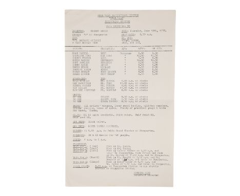 STAR WARS: A NEW HOPE (1977) - Anthony Daniels Collection: Call SheetA call sheet from the production of George Lucas' Star W