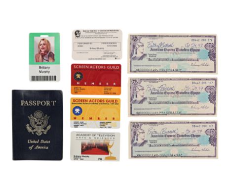 BRITTANY MURPHY - Brittany Murphy's Passport, Membership Cards and Three ChequesA passport, five membership cards and three c