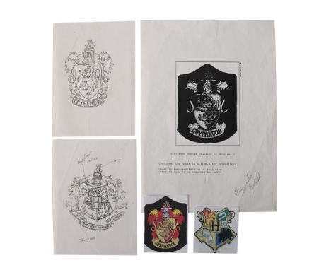 HARRY POTTER AND THE PHILOSOPHER'S STONE (2001) - Hand-drawn Gryffindor and Hogwarts Crest DesignsHand-drawn Gryffindor and H