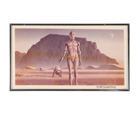 STAR WARS: A NEW HOPE (1977) - Anthony Daniels Collection: Framed Ralph McQuarrie Concept Art Signed by McQuarrieFramed Ralph