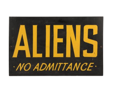ALIENS (1986) - Model Workshop SignA sign from the model workshop on the production of James Cameron's sci-fi action sequel A