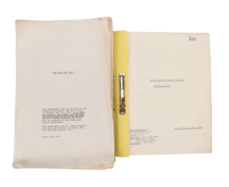 JAMES BOND: VARIOUS PRODUCTIONS - Pair of ScriptsA pair of scripts from two James Bond films: Peter R. Hunt's On Her Majesty'