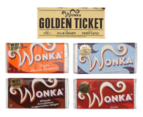 CHARLIE AND THE CHOCOLATE FACTORY (2005) - Golden Ticket and Set of Four Wonka BarsA golden ticket and set of four Wonka bars