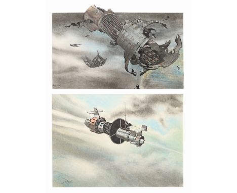 JAMES BOND: GOLDENEYE (1995) - Hand-drawn Syd Cain Satellite Concept SketchesTwo hand-drawn Syd Cain concept sketches from th