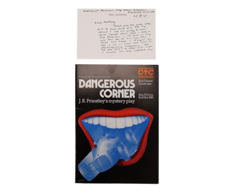 PERSONAL ITEMS - Anthony Daniels Collection: Headed Notecard from Alec Guinness and Theatre Programme for Dangerous CornerA h