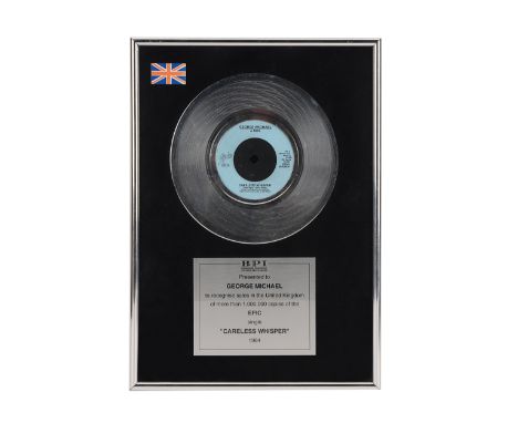 GEORGE MICHAEL - "Careless Whisper" Platinum DiscA platinum disc presented to George Michael to commemorate more than a milli