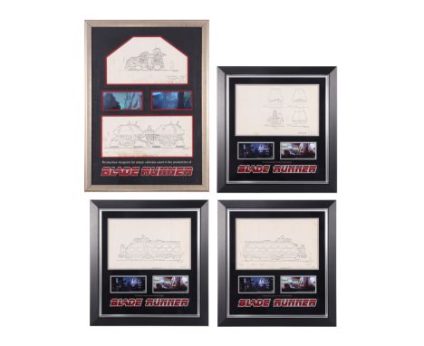 BLADE RUNNER (1982) - Geoff Hutchins Collection: Four Framed Production-used Vehicle Concept Design PrintsFour framed vehicle