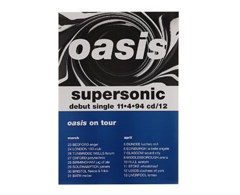 OASIS - Tim Abbot Collection: Supersonic Tour Promotional PosterA rare early poster promoting Oasis' debut tour and the singl