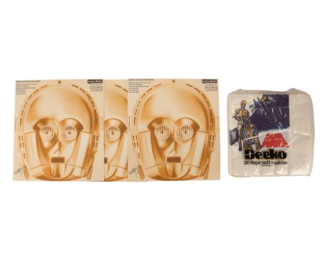 STAR WARS: A NEW HOPE (1977) - Anthony Daniels Collection: Unused Vintage Lyons Maid Masks and Vintage Deeko NapkinsVintage L